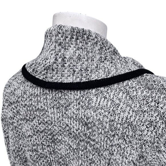 HABITAT Marled B/W Cardigan Sweater L Waterfall Lagenlook Neutral Open Shawl B&W - Picture 5 of 10